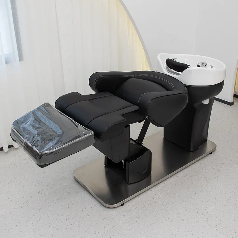 ZLuxury Barber Shop Shampoo Chairs Dedicated Electric Lifting Bed Shampoo Chairs Hair Salon Fotel Fryzjerski Spa Furniture QF50S