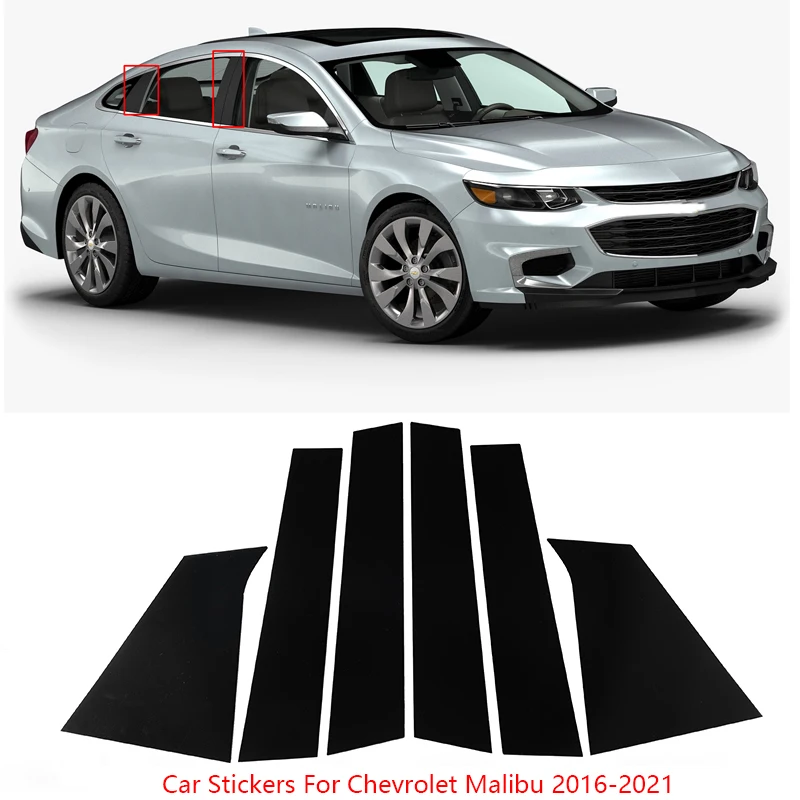 

Glossy Black Car Window Pillar Posts Door Trims Cover Decoration Stickers For Chevrolet Malibu 2016-2021 6Pcs Accessories