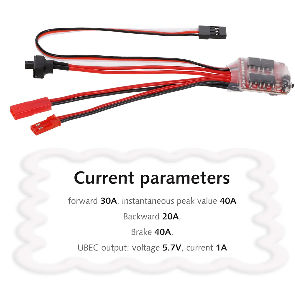 RC Car 30A ESC Brushed Forward Reverse Brake Dual Way ESC Motor Speed Controller for Motor 1/16 1/18 1/24 Car Boat Tank