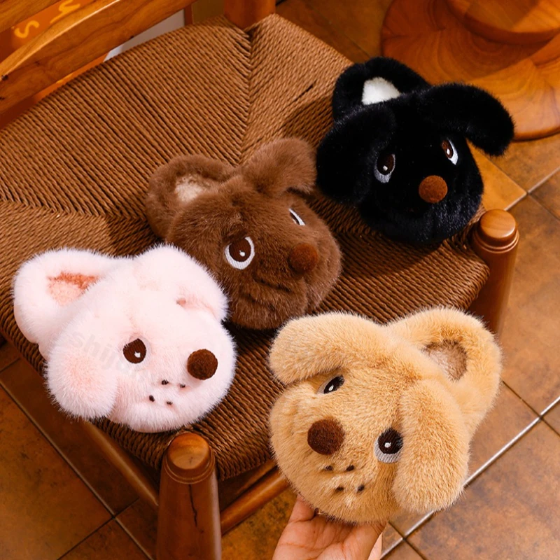 

Children Home Slippers Cute Dog Cartoon Fluffy Baby Cotton Slippers 2025 Winter New Warm Comfortable Indoor Plush Floor Slippers