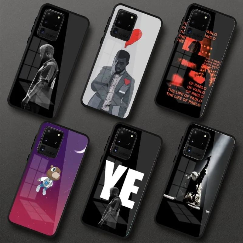 K-Kanye West Mobile Phone Case for Samung S23 S22 S21 Pro Ultra A13 A33 A53 NOTE 20 PC Glass Phone Cover Funda