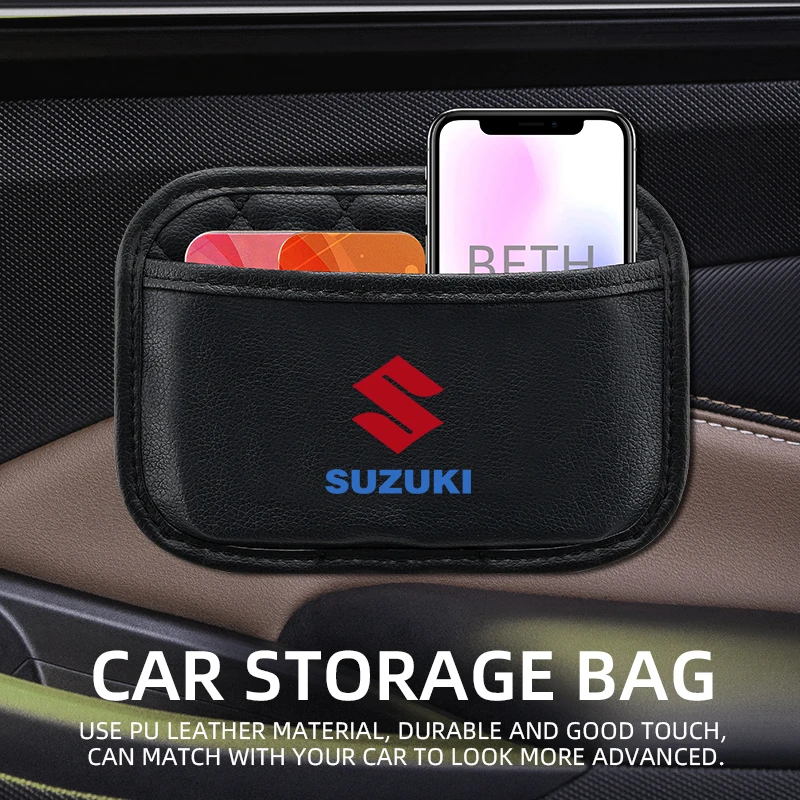 PU leather Automotive Pocket Multi-use Car Seat Back Organizer for Suzuki Jimny Grand Vitara Sx4 Swift Alto Car Storage Net Bag