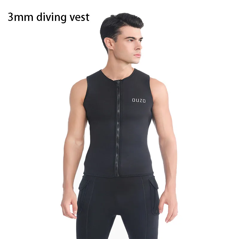 Neoprene Sleeveless Vest for Men 3mm Velvet Keep Warm Surfing Free-diving Sailing Vest Scuba Dive Kayaking Snorkel Wetsuit