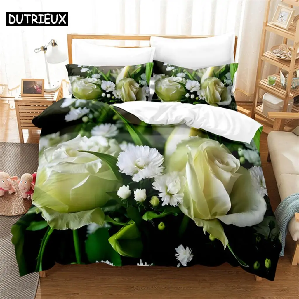 

Rose Queen Bedding Set Green Duvet Cover Set Kids Bedding Digital Printing Bed Linen King Size Duvet Cover Set Bedding Set