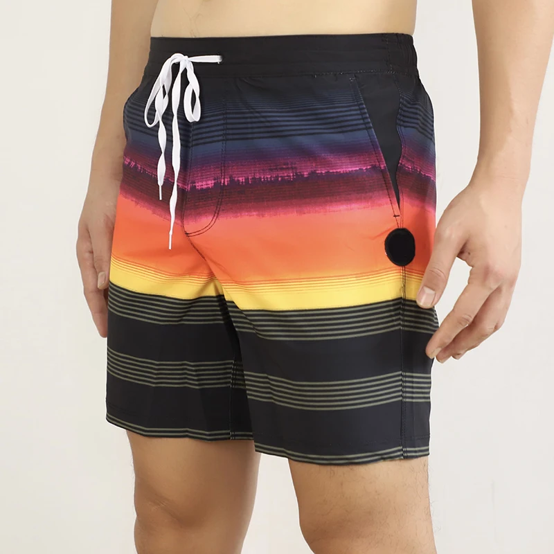 Pantalones cortos de secado rápido para hombre, Shorts de playa con etiqueta, para natación, elásticos, deportivos, resistentes al agua