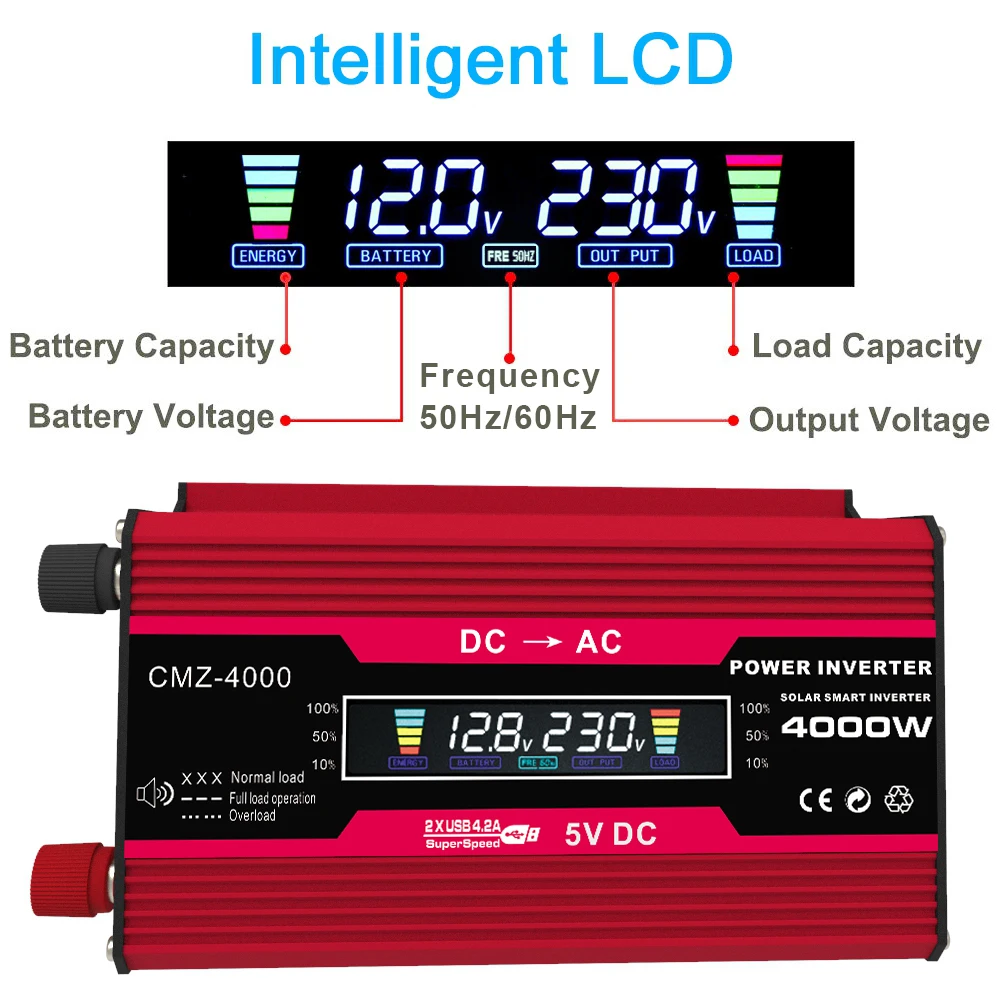 600W Car Power Inverter 12 v 110 v 220 v DC to AC Auto Solar Inversor Voltage Converter 12v to 110v 220V Transformer Rated 300W