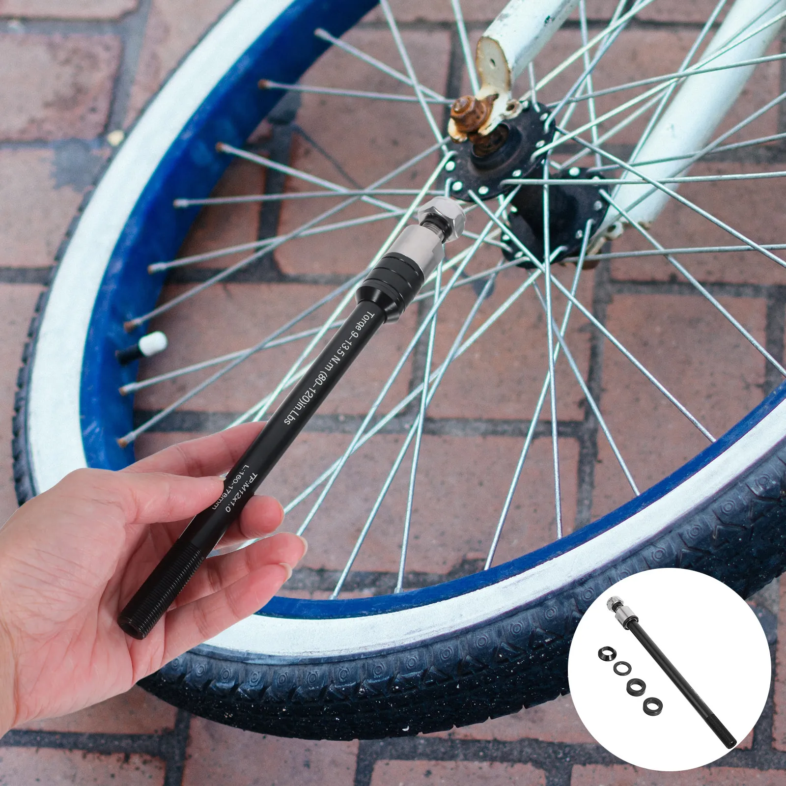 

1Set Bike Axle Skewer Set Precision Engineered Thru-Axle Quick Release for Bike Trailer Connection Universal Mountain