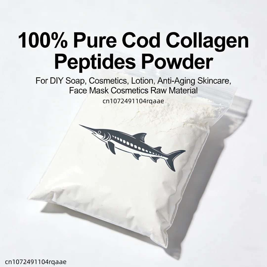 

100% Pure Cod Collagen Peptides Powder for DIY Soap, Cosmetics, Lotion, Anti-Aging Skincare, Face Mask Cosmetics Raw Material