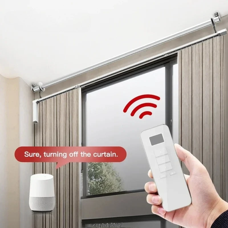 Factory Customized Motorized Automatic Smart Lift Curtain System For Villa High Windows