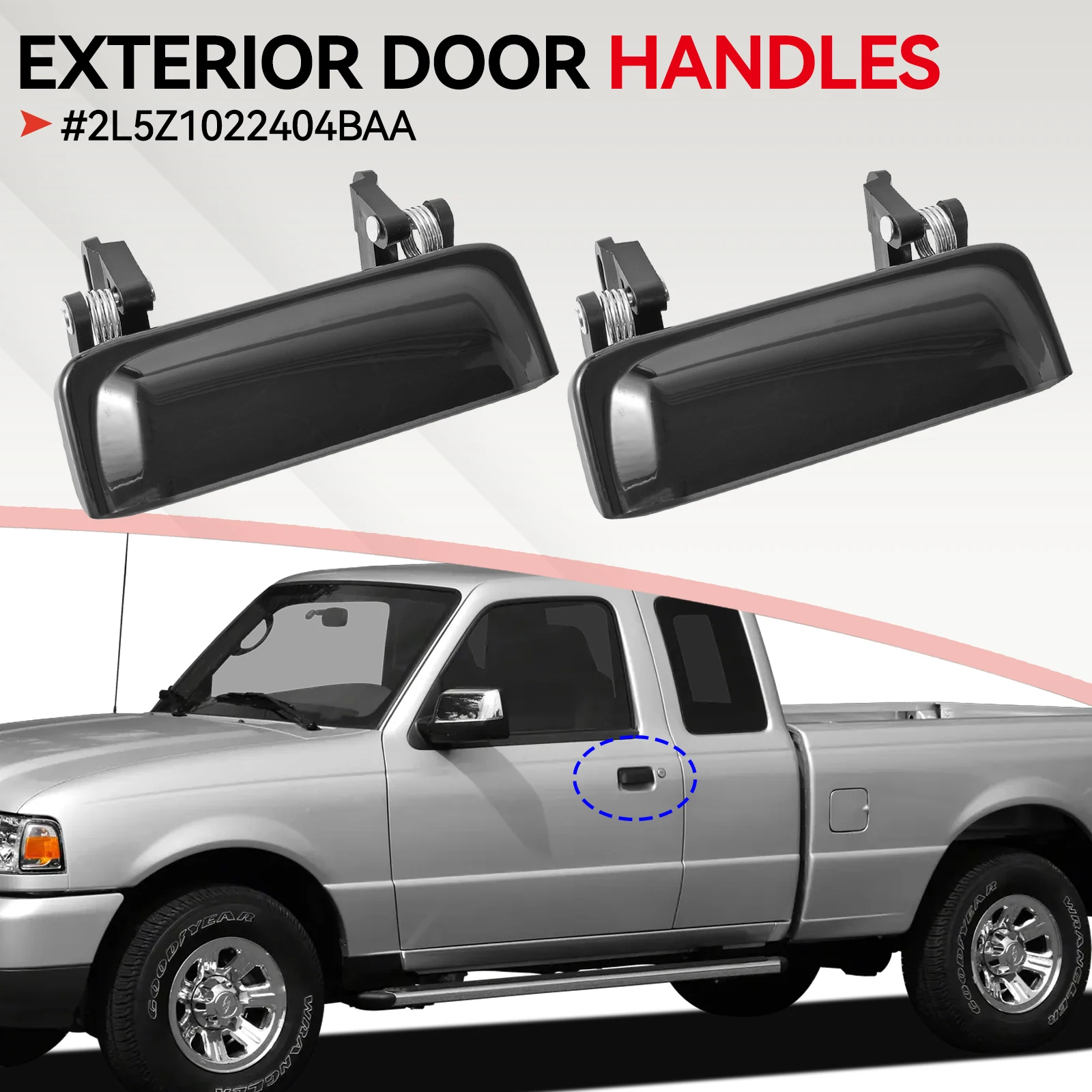 

2L5Z1022404BAA 2pcs for 1998-2011 Ford Ranger 2001-2010 Mazda Car Front Metal Outside Driver Passenger Side Exterior Door Handle