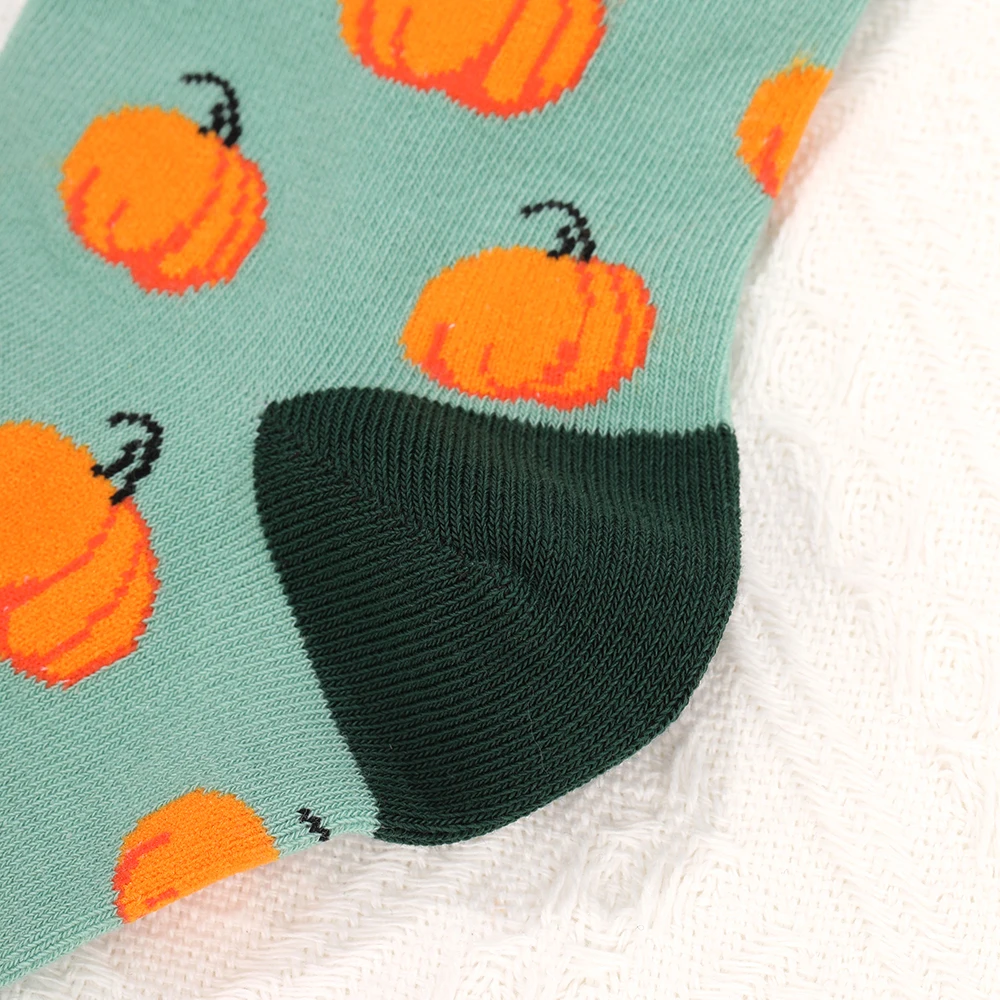 Calcetines de algodón con estampado de calabaza para mujer, medias de tubo medio, divertidas y creativas, cálidas para Halloween e invierno, regalos Unisex