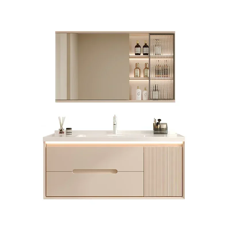 Luxury Cabinet Bathroom Furniture Combination Modern Minimalist Ceramic Integrated Hand Wash Basin Bathroom Furniture