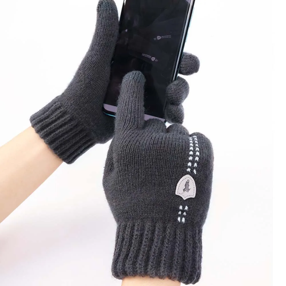 Acrylic Fibres Unisex Anti-cold Mittens Soft Touch Screen Half Finger Gloves Korean Style Solid Color Dual-use Gloves Unisex