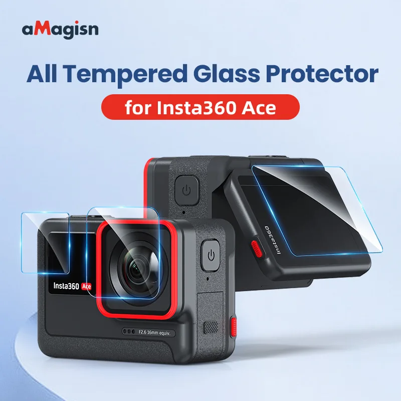 aMagisn Tempered Glass Screen Protector Film HD Full Coverage Sports Camera Accessories for Insta360 Ace