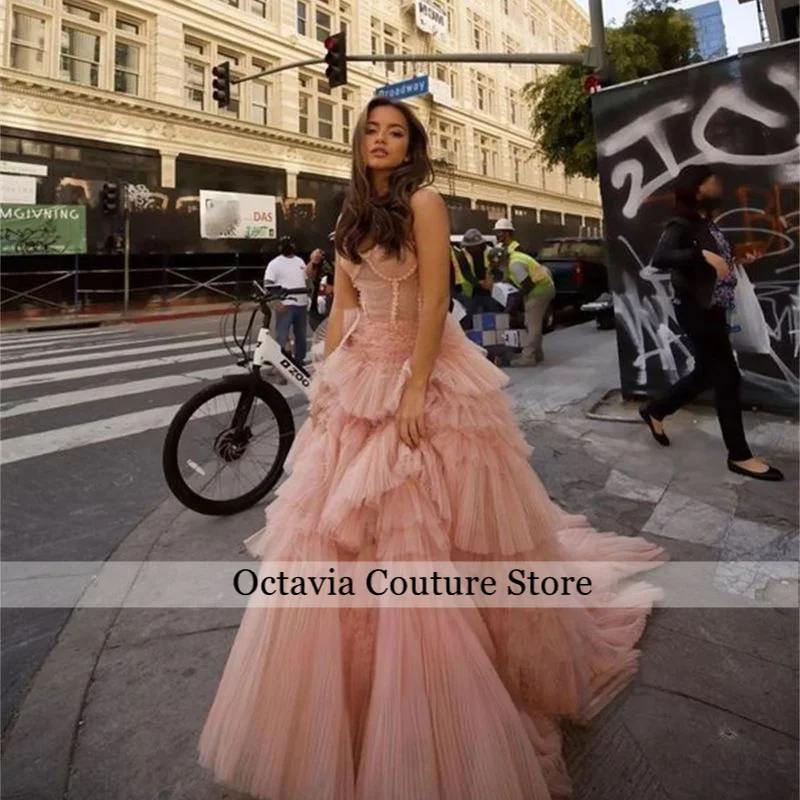 

Sweetheart Multi-layer Long Tail Mesh Luxury Dress for Weddings Evening 2024 Wedding Guest Dresses Women Ladies Saudi New