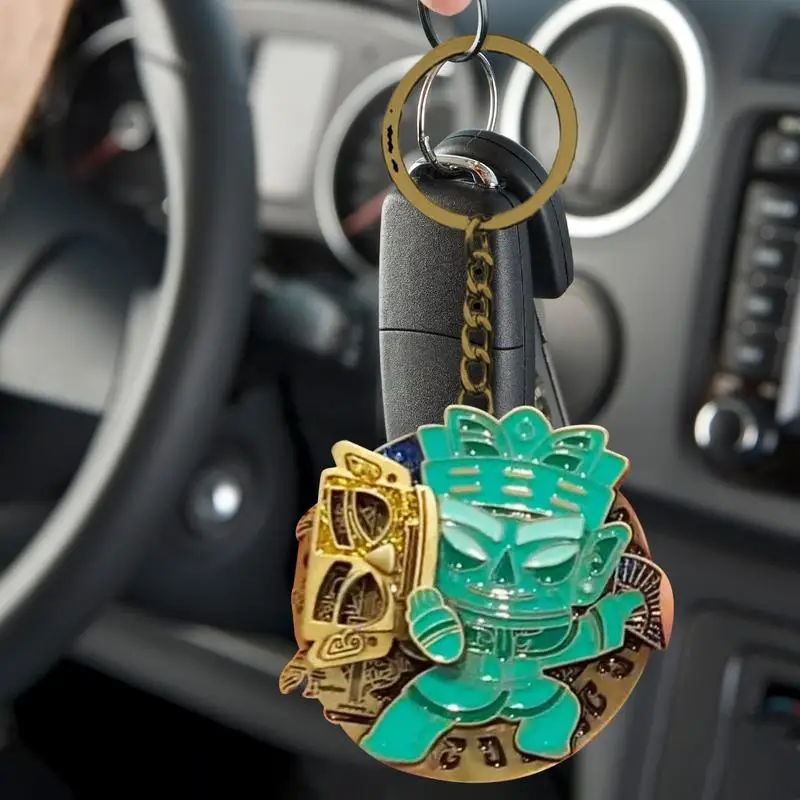 Sanxingdui Keychain Sanxingdui Face-Changing Key Key Holder Creative Sanxingdui Ruins Car Key Holder Antique Bronze Bag Key