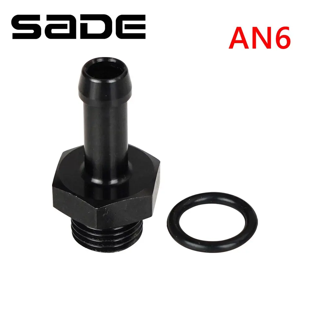 Aluminum AN6 Male to 5/16 Hose Barb Fitting 6AN O-ring Seal Boss Fuel Line Adapter with ORB Washer Black Anodized