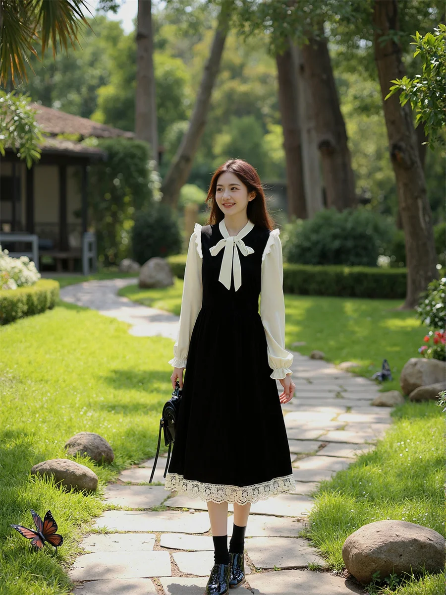 Women'S Dresses Black A-Line Patchwork Autumn Spring Sparkly Mesh Empire Waist Vintage Form-Fitting Tie-Dye Floral Satin Tunic