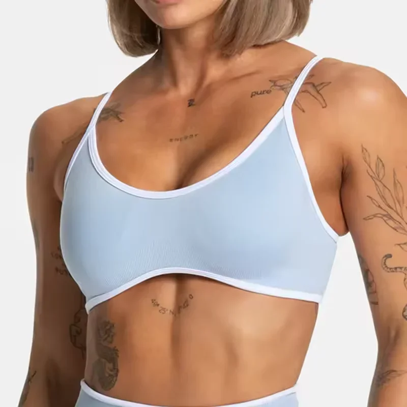 Biustonosz sportowy damski TEVEO, bez ramiączek, z odkrytymi plecami, do ćwiczeń na siłowni, z wkładkami, seksowny top do jogi, gorset.