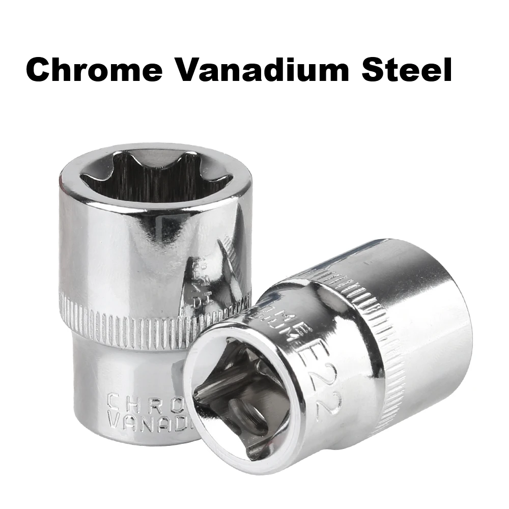 E4-E24 External Torx Socket Set Star Socket Set 14-Pieces Auto Repair Tools Female E Torx Socket Set Wrench Head with a Case