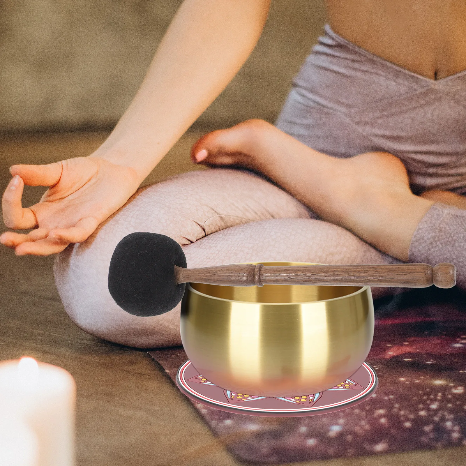 Ergonomic Wooden Singing Bowl Stick Felt-Tipped Striker for Small Buddha Sound Bowls Meditation Sound Bowl Accessory Gift