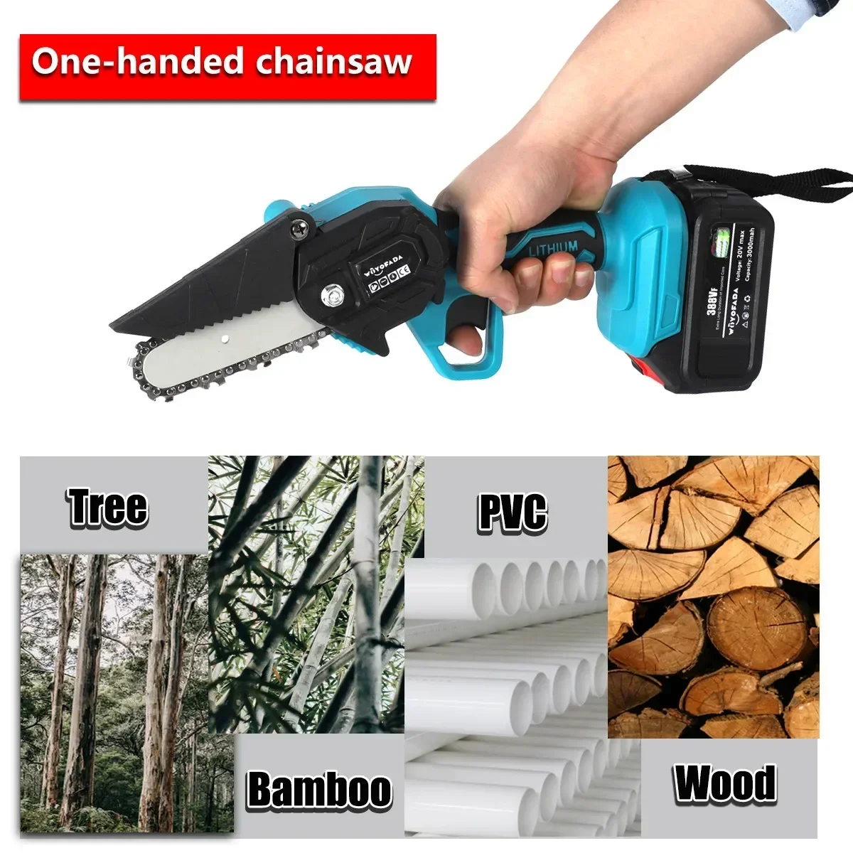 4 Inch Electric Chain Saw For Makita 18V Lithium Ion Battery Mini Cordless Garden Logging Saw Woodworking Cutting Power Tool