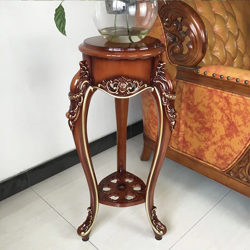 

Round European flower household living room floor-to-ceiling plant stand imitation solid wood single ebony multi-l