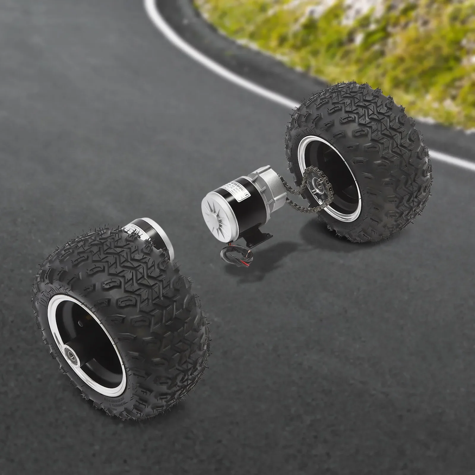 طقم تحويل عجلة الهواء بمحرك 36 فولت 350 وات لعربة الشاطئ الكهربائية