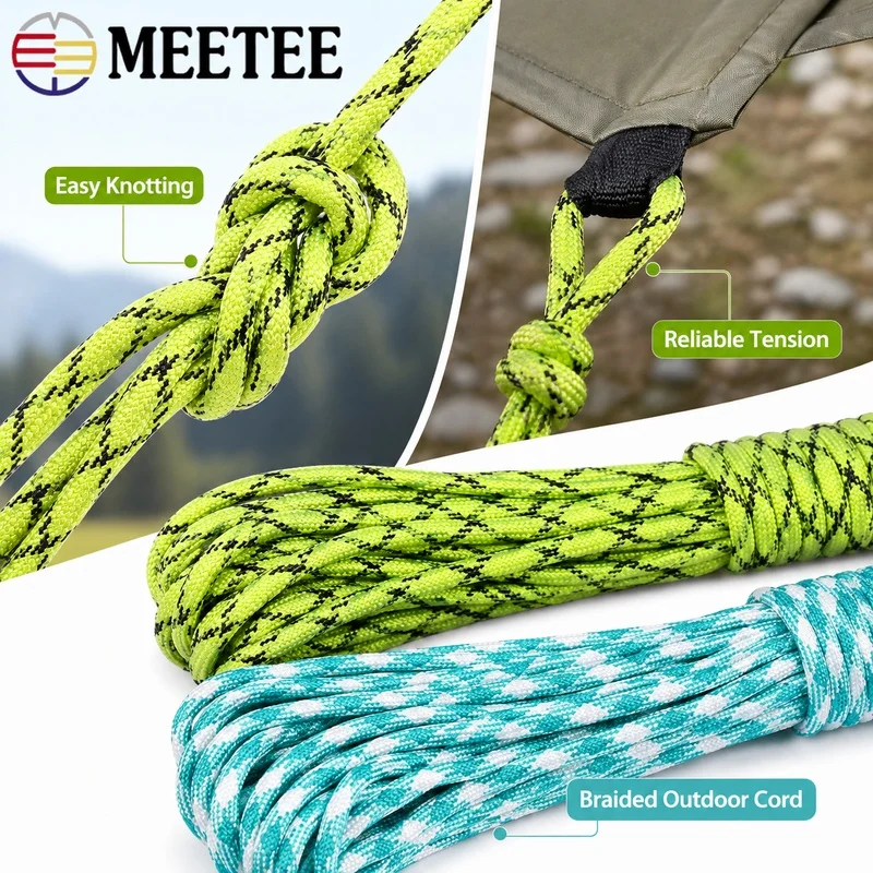 40/80/100Meters 5mm 7 Core Parachute Cord Polyester Rope for Camping Tent Bracelet Weaving Keychain Macrame DIY Outdoor Lanyard