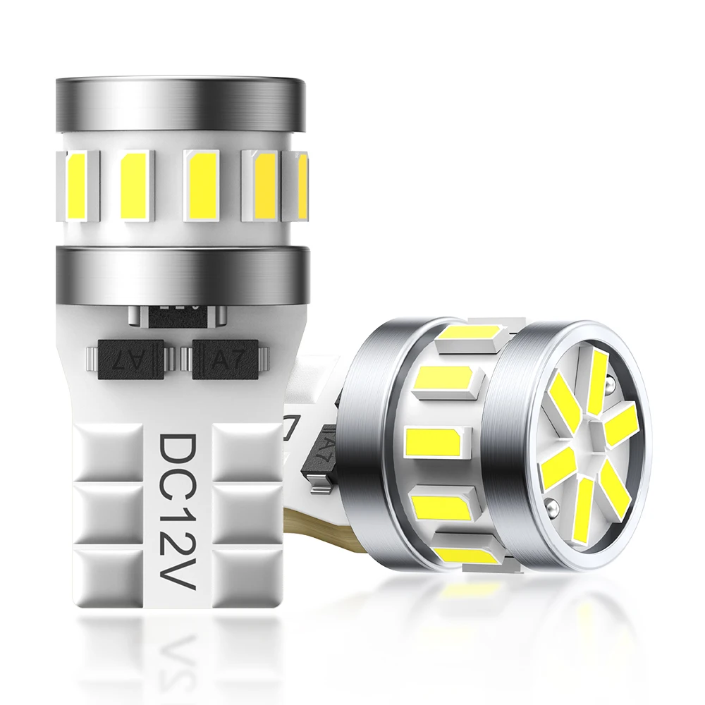 AUXITO 2Pcs W5W T10 LED Light Bulbs Canbus Error Free 18SMD 3014 Chip Ultra Bright Auto Lamp Interior Lighting 12V White