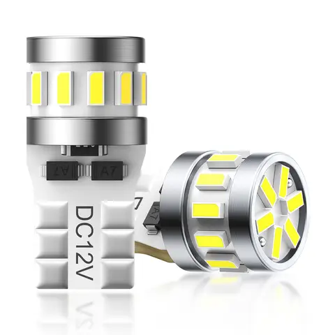 AUXITO 2個入り W5W T10 LEDライトバルブ キャンバスエラーフリー 18SMD 3014チップ 超高輝度 自動車ランプ 内部照明 12V ホワイト
