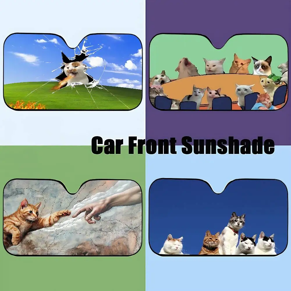 Funny Cat Meme Stylish And Trendy Windshield Sunshade, Car Windshield Cover, Car Sunshade Curtain, Car Sun Protection Cover view 5