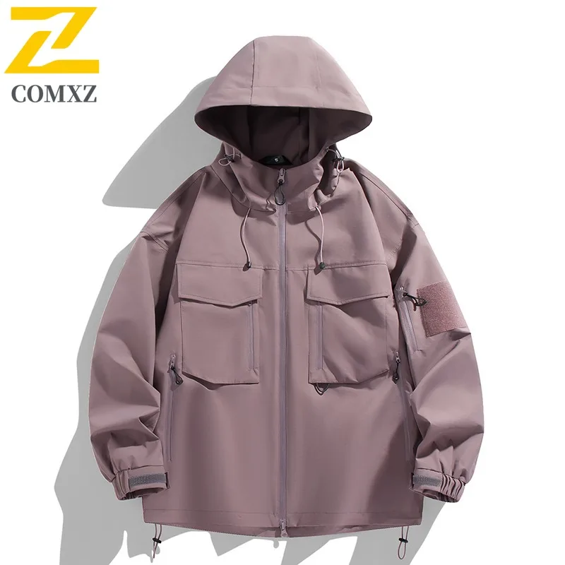 Maxbarley Male Jacket Color Block Outdoor Mountain Windproof Workwear Coat Durable Wear Resistant Functional Casual Overcoat