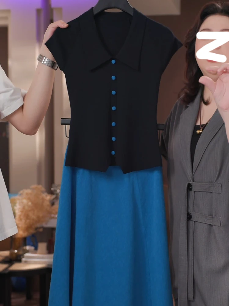 Conjunto de Moda Estilo Coreano para Mujer, Verano, Nuevo, Estilizador, para el Trabajo, Cuello Único, Camisa POLP, Falda, Co...