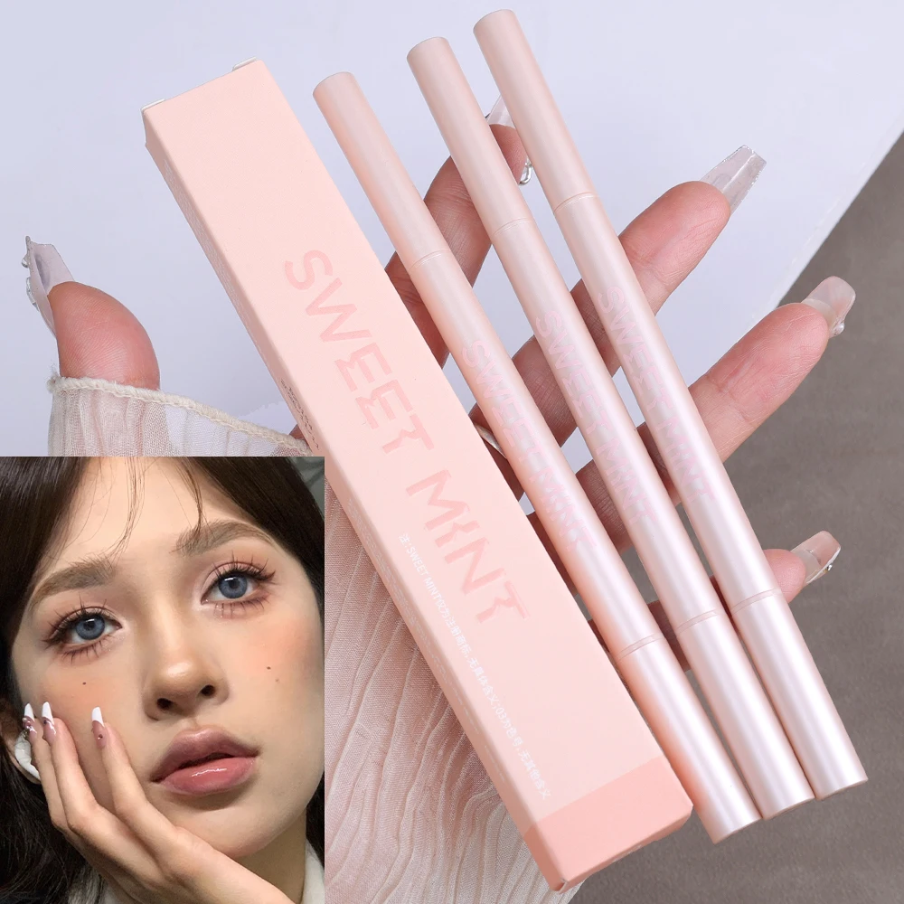 Caneta de sombra com brilho fosco, bicho da seda deitado, delineador de brilho natural à prova d'água, duradouro, maquiagem coreana cosméticos, 2 em 1