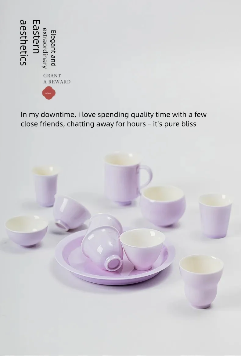 

High-Beauty Evening Purple Owner's Cup and Bowl, Ceramic Kung Fu Tea Set, Daily Tea Utensils for Ladies