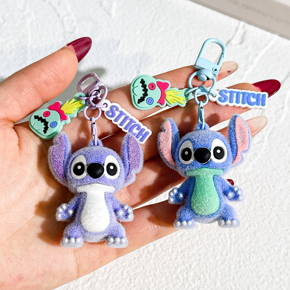 4.7cm Mini Disney Stitch Keychain  - Soft Flocked Anime Keyring, Cute Cartoon Backpack Charm for Girls & Kids Christmas Gift image 5