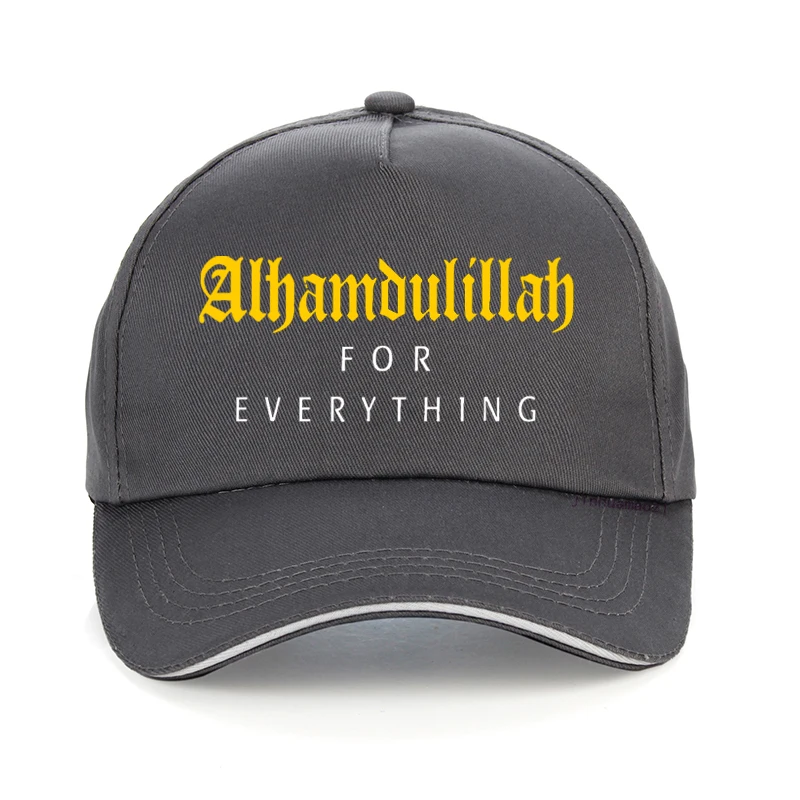 Islamic Shirt For Muslim Men Alhamdulillah For Everything men golf hat Funny Cotton Adjustable Printing Baseball cap bone