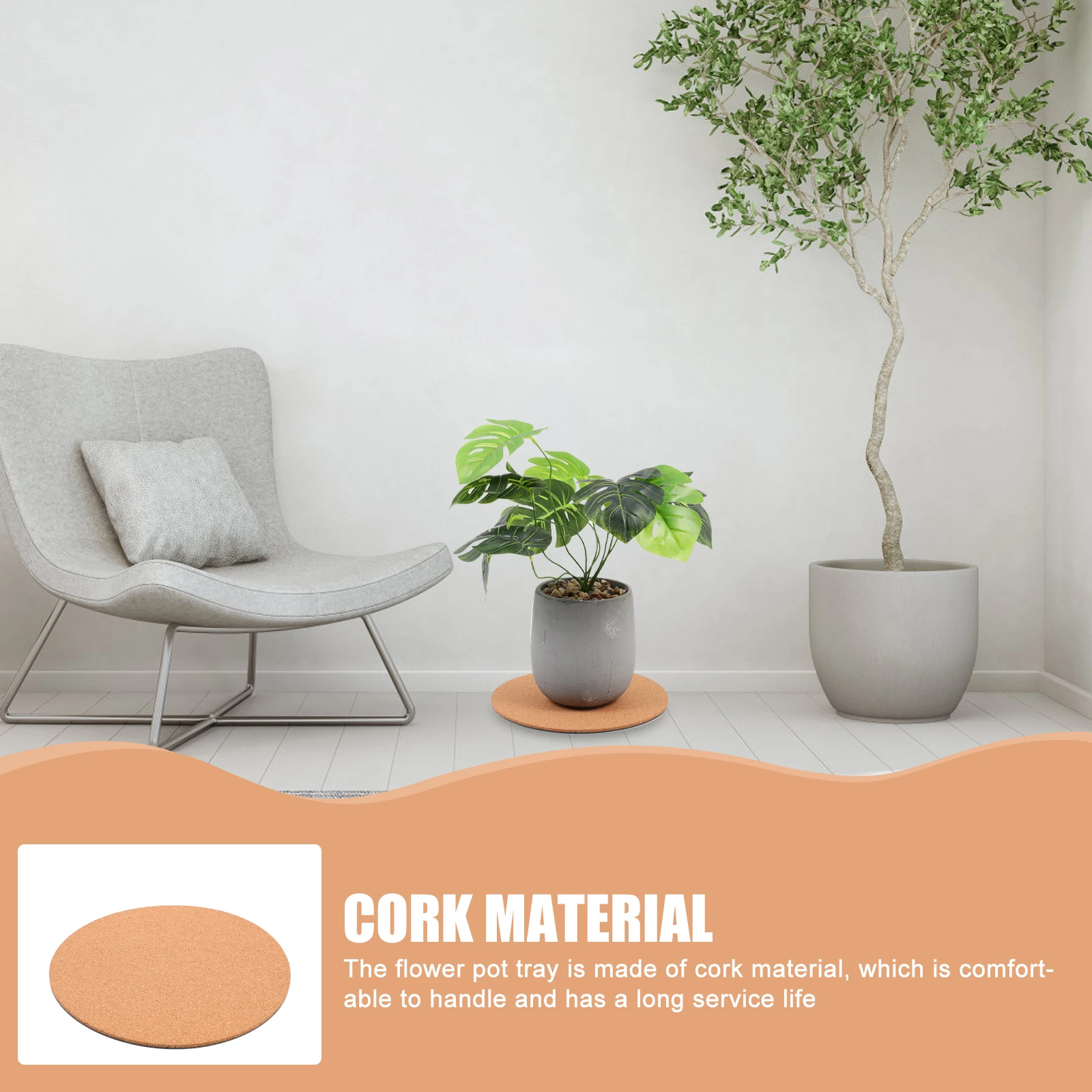 

2 Pcs Flower Pot Mat Cork Coaster Pots Indoor Water Absorbent Round Backing Garden Plant Pad Plant Pot Pad Soft Material Long
