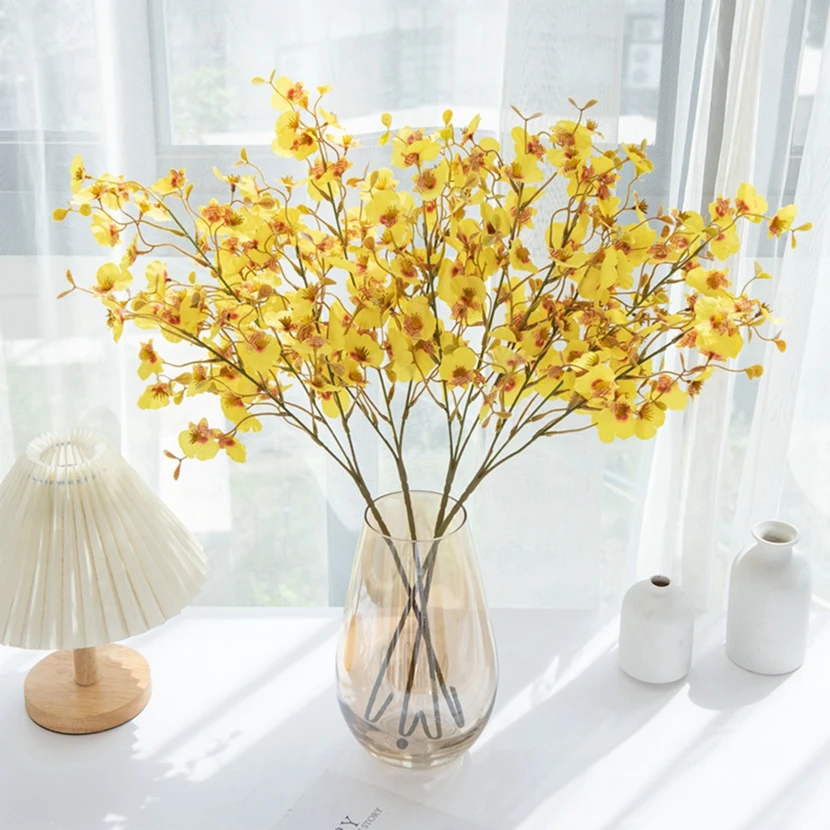 3 forks 65CM silk Oncidium Artificial plants for wedding family Christmas party festival bonsai decor Home windowsill decoration