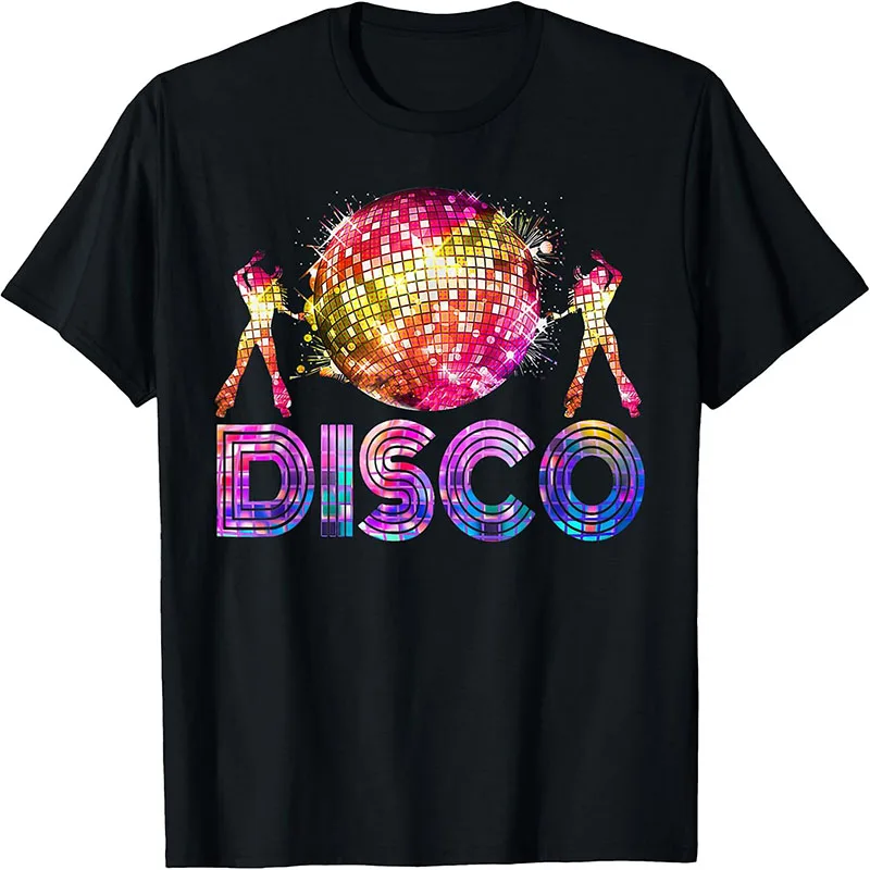 Colorful Disco Ball Dancers 70s Disco Party Retro Dance Graphic T-Shirt