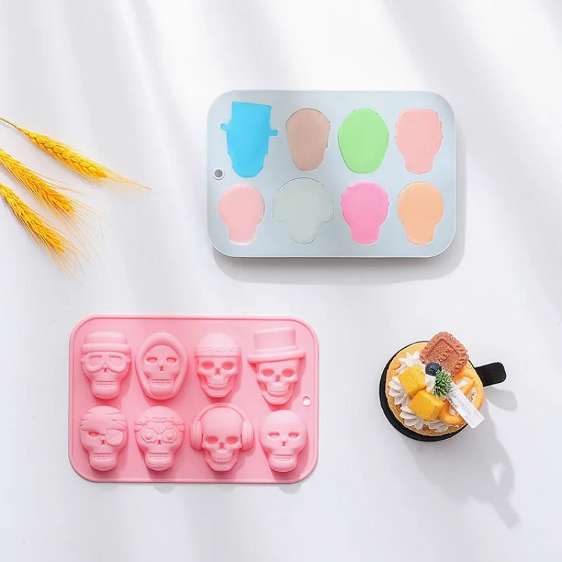 Skull Design Chocolate Mold DIY Halloween Fondant Candy Silicone Mold Resin Clay Model Cake Decorating Tool Baking