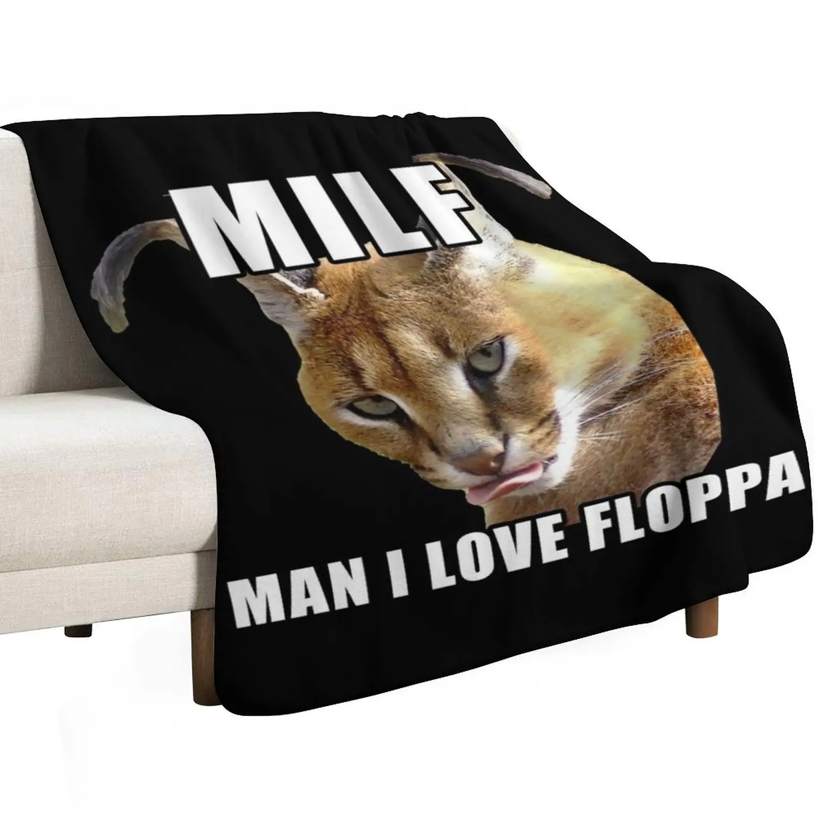 Man I love big floppa meme Big floppa baby caracal Throw Blanket Year Round Soft Comfortable Blanket for Home - view 2