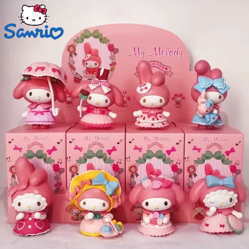 Sanrio Blind Box Kuromi Melody Cinnamoroll Cute Mini Figure Surprise Box Pompompurin Kiki Lala Kawaii Doll Boys Toy