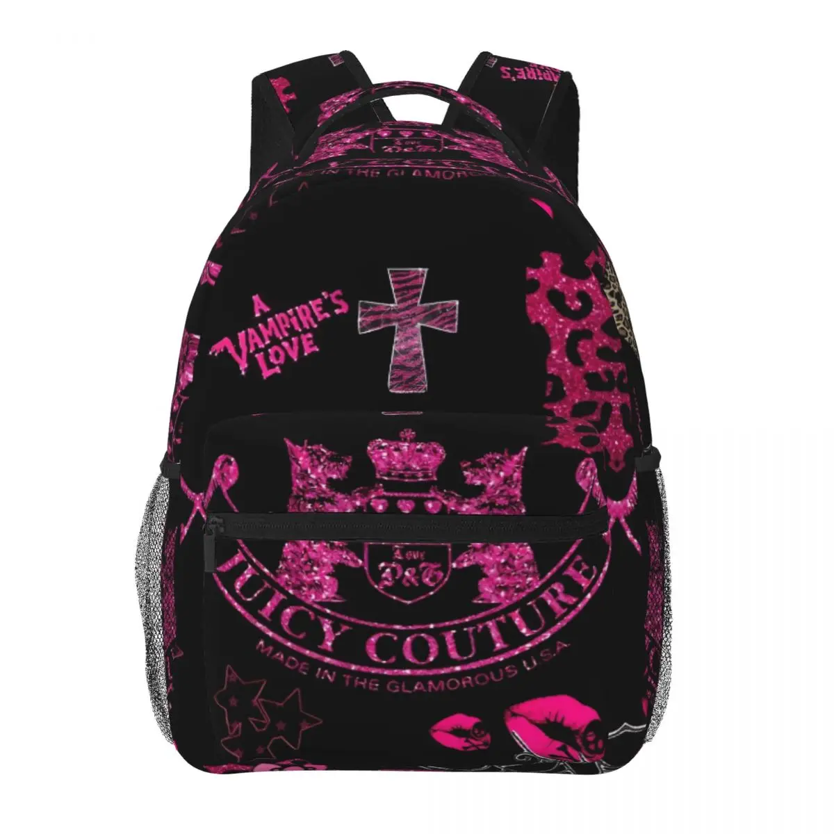 Juicy-Couture Student School Bookbag Canvas Daypack Elementary High College Travel Bags 16in