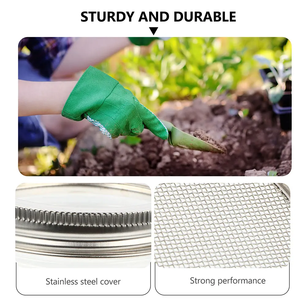 

2pcs Sprouting Jar Lid Stainless Steel Wide Mouth Screen Insert for Microgreens Growing Lids Strainer Durable Food Grade