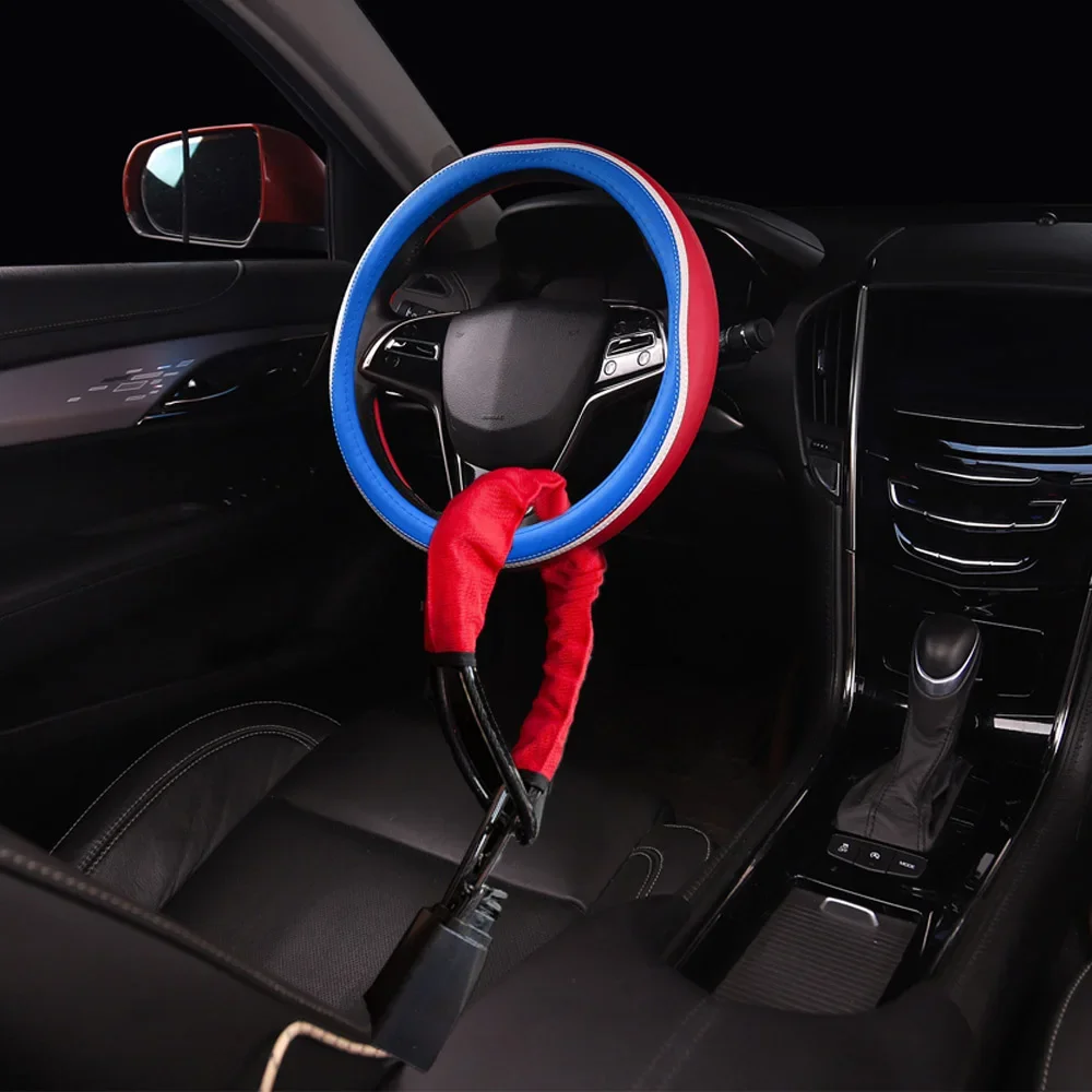 Car Steering Wheel Lock With Seat Belt Socket Steel Rope For Truck SUV Van RV With 3 Keys Universal Anti Theft Protection Device