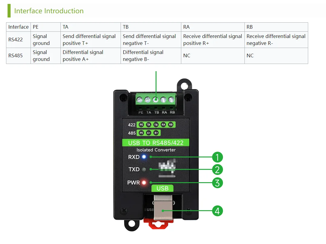 USB zu RS485/422 Industrie-Isolation konverter ft232rnl und sp485een Chip-Schema, eine Vielzahl von Schutzsc haltungen – Detail 3