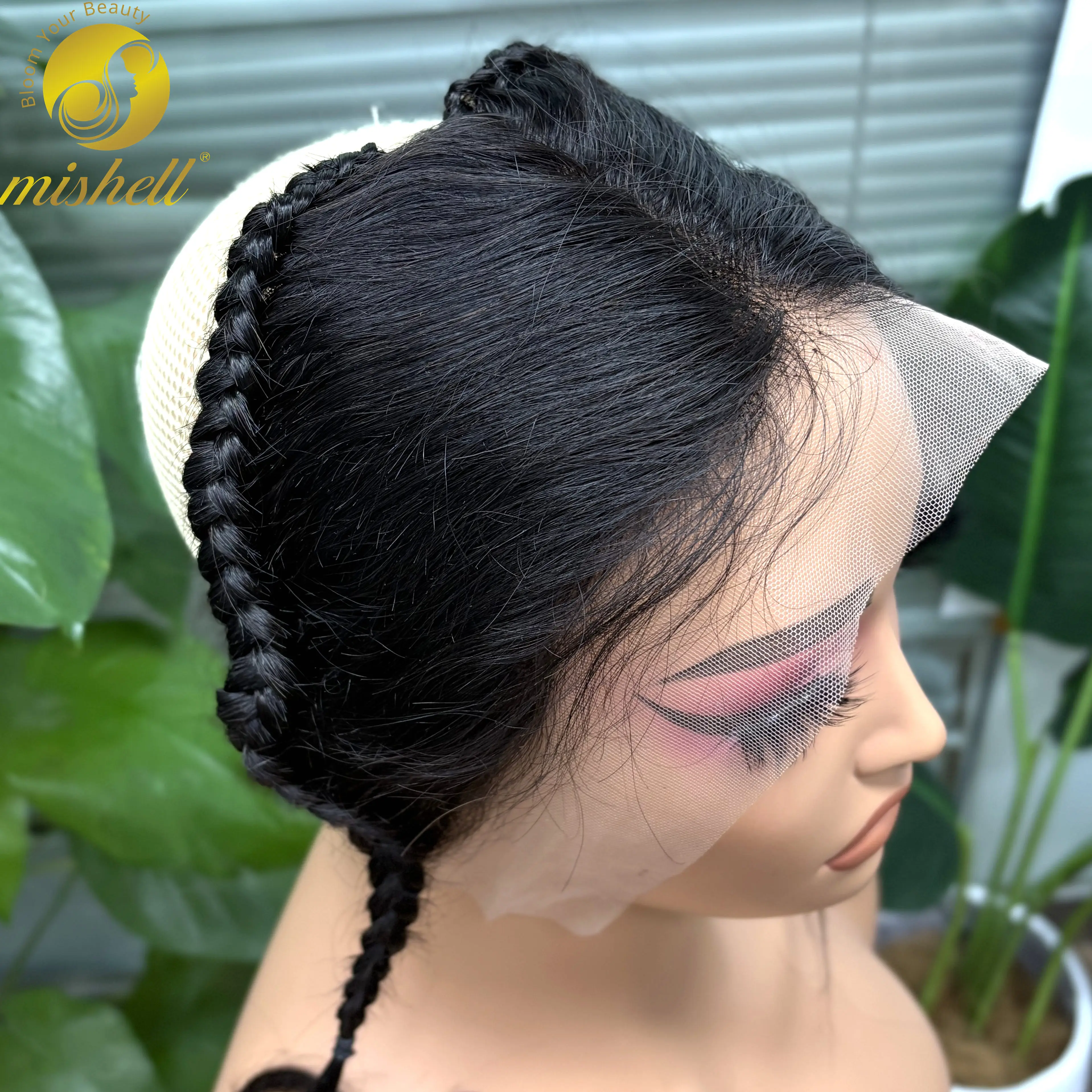 13X4 Transparent Lace Frontal with Braids 10 Inches Natural Brazilian Remy Hair Lace Frontal for Women Girls