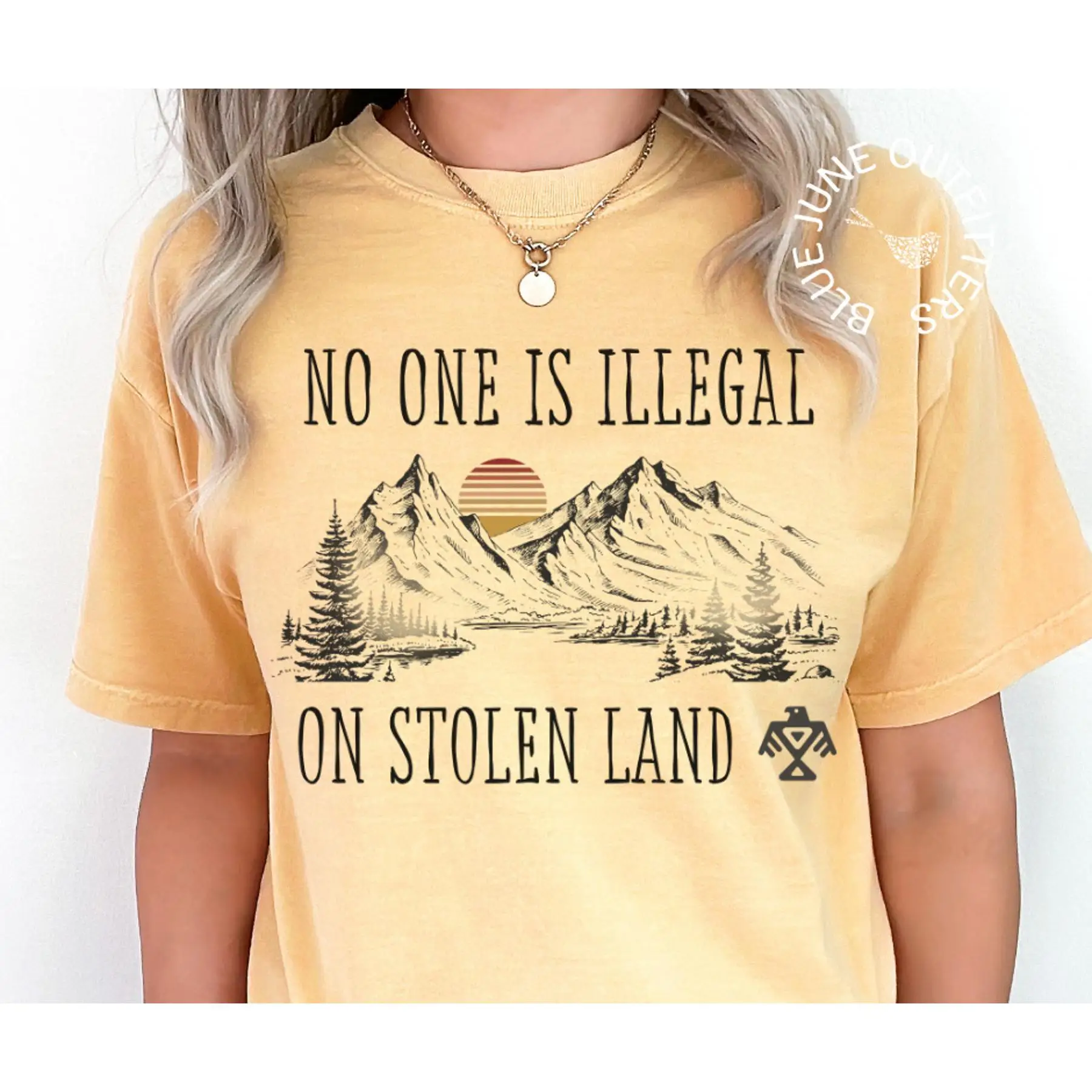 NO ONE IS ILLEGAL ON STOLEN LAND PRO IMMIGRATION RIGHTS TEE PROUD IMMIGRANT
